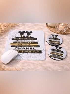 2MP. Designer Brand Mouse Pad and Car Coasters Set
